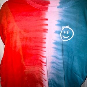 Red/White/Blue Tie Dye, Smiley Face, Dutch Bros Shirt